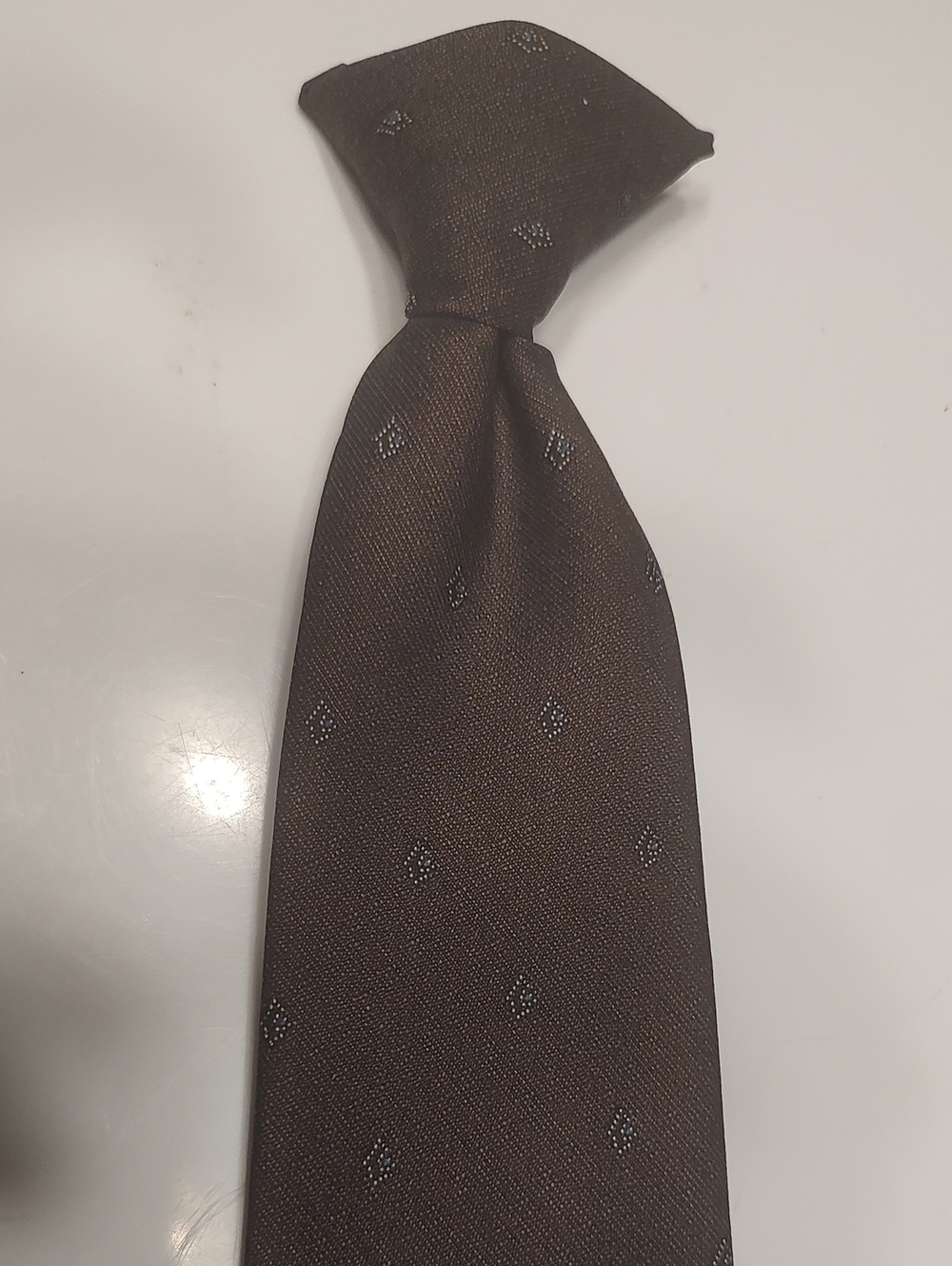Mid century Boys Clip On Tie Brown/Gray